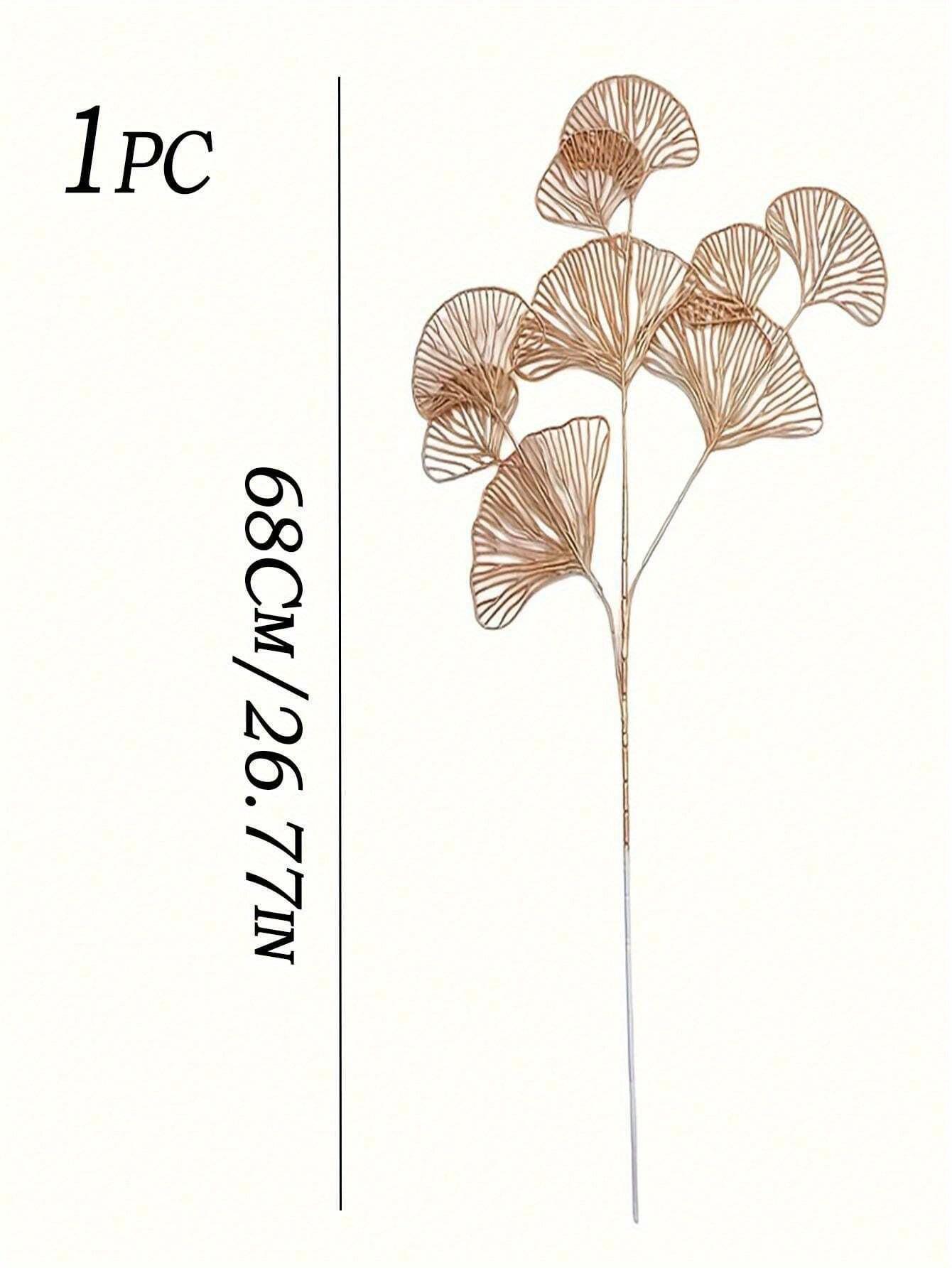 

1 Искусственное растение «Золотой абрикосовый лист» для свадеб, вечеринок и домашнего декора - Реалистичная имитация гинкго билоба для центра стола в помещении золотой