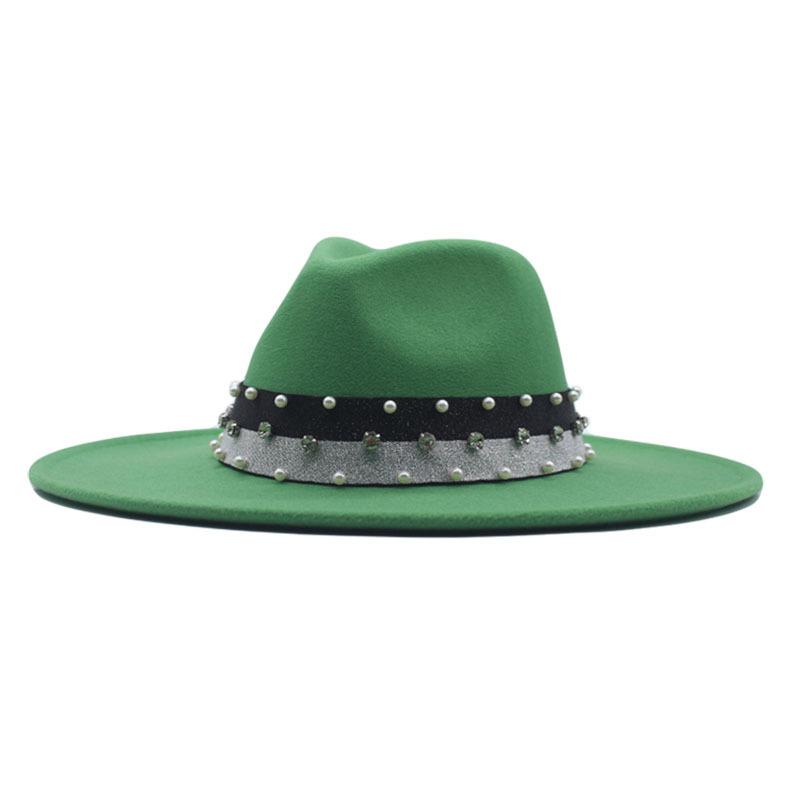 New Elastic Webbing Point Drill Men and Women Couple Hat Woolen Top Hat M Big Brim Jazz Hat