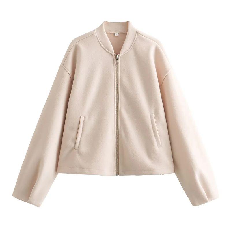 Spring New Women's Clothing Stand Collar Long Sleeves Soft Card Ornament Pilot Short Jacket 5070641