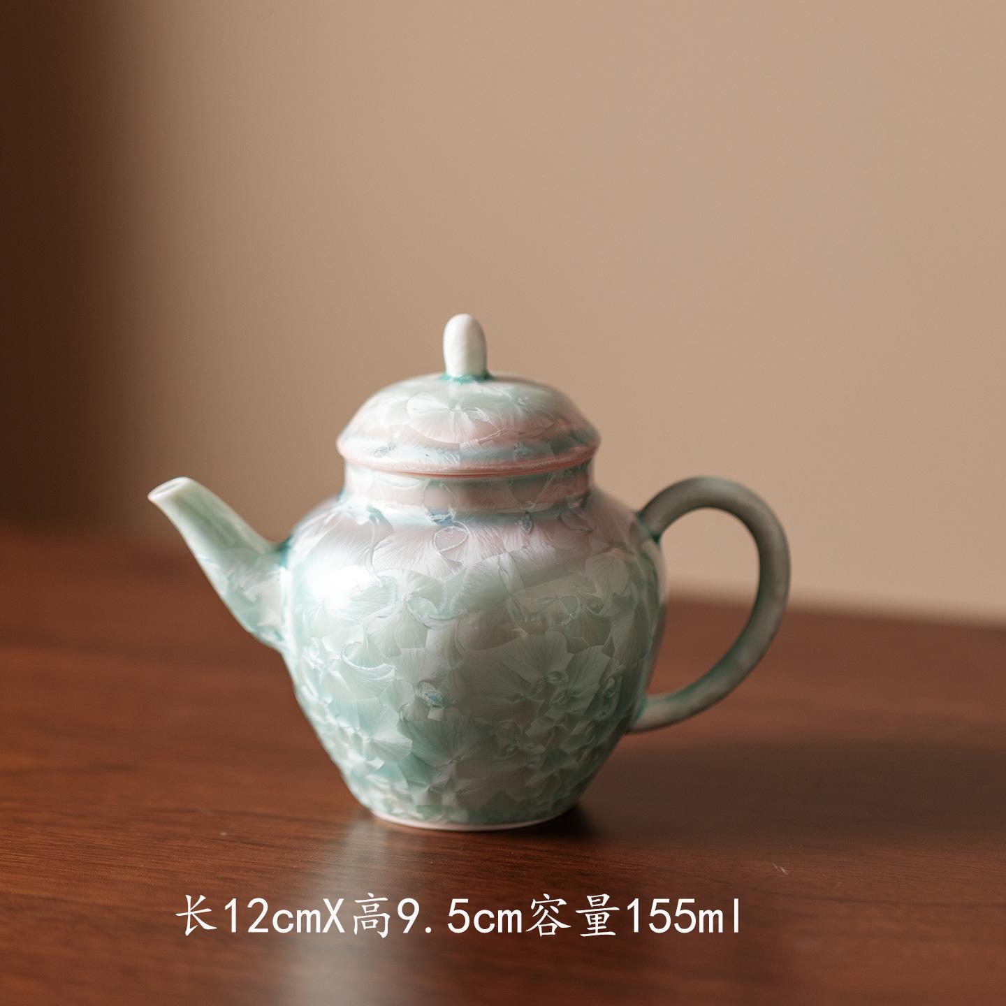 

155ml Crystal Glaze Cyan Pink Teapot Traditional Tea Infuser Pot Tea Soaking Kettle With Strainer Tea Ceremony Accessories Craft