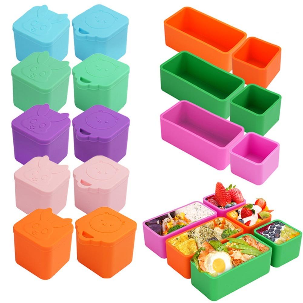 2pcs Reusable Dips Container Silicone Salad Dressing Container Snack Box  Lunch Box