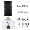 1000W 18V Monocrystalline Silicon Solar Panel Dual USB 12V/5V DC Single Crystal Flexible Solar Charger for Car RV Battery Charge