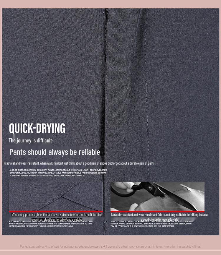 Men's Quick-Dry Detachable Hiking & Mountaineering Pants with Elastic Waistband and Team Logo.