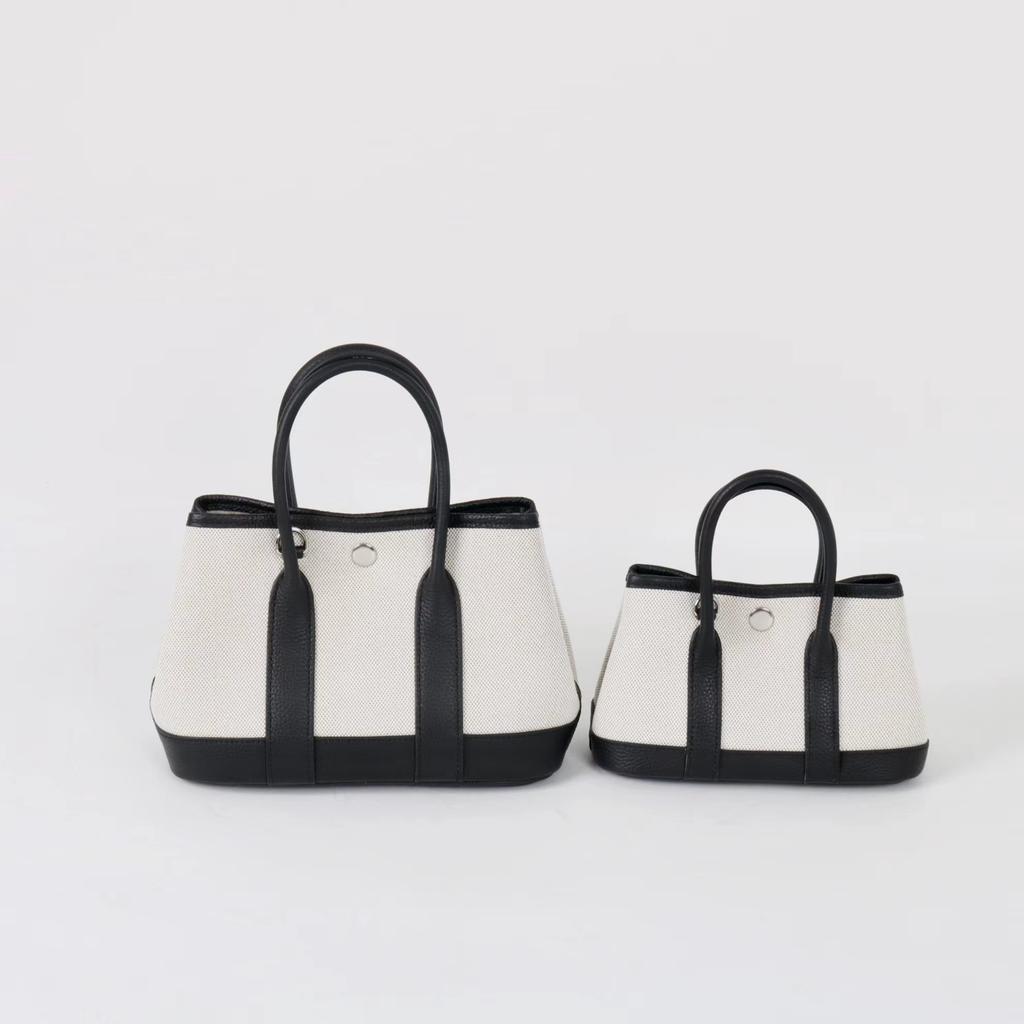 Borsa da giardino portatile in tela di vacchetta a contrasto di colore, alla moda, nuova, strato interno, sensazione premium, stile straniero, borsa a tracolla, casual, diagonale