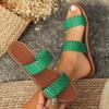Fashion Women Slippers Large Size Flat Bottom Sandals Summer Simple Woven Outdoor Beach Slippers Comfortable Slip-On Shoes Slides Women