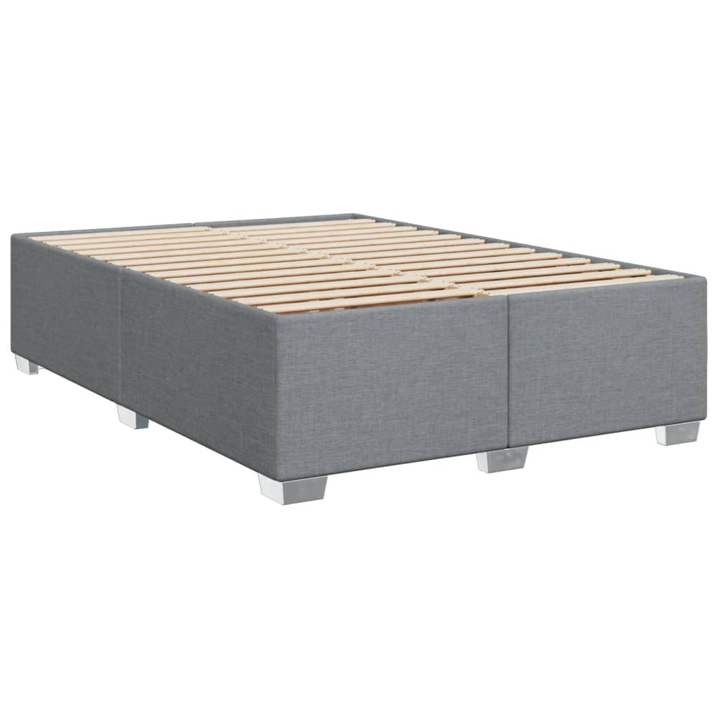 Box Spring Bed with Mattress Light Grey 140 x 190 cm Fabric