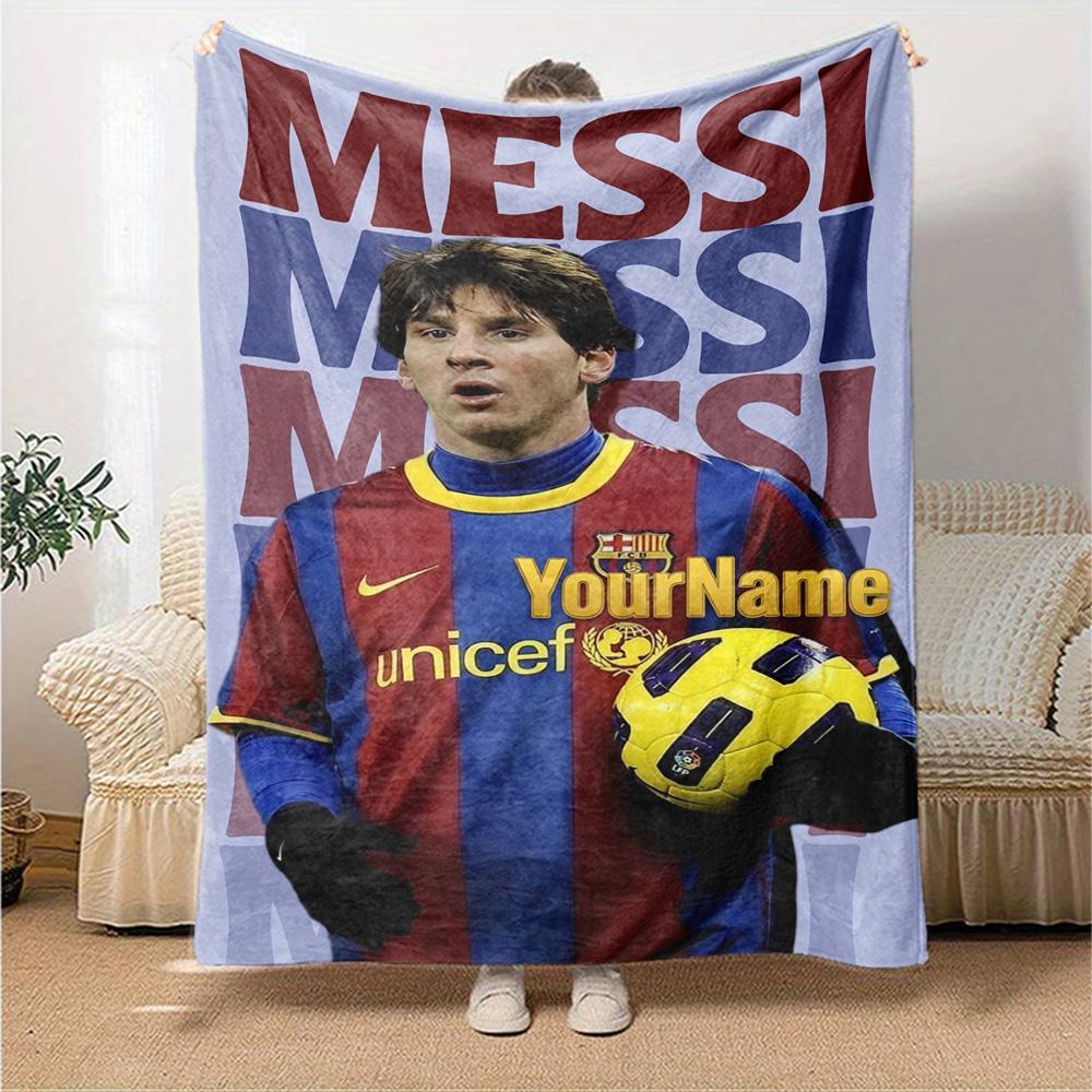 Messi Personalized Name Blanket Multi-purpose Customizable Blanket Soft Warm Cozy for Home Decor Livingroom Picnics Office Chair Four Seasons Universa