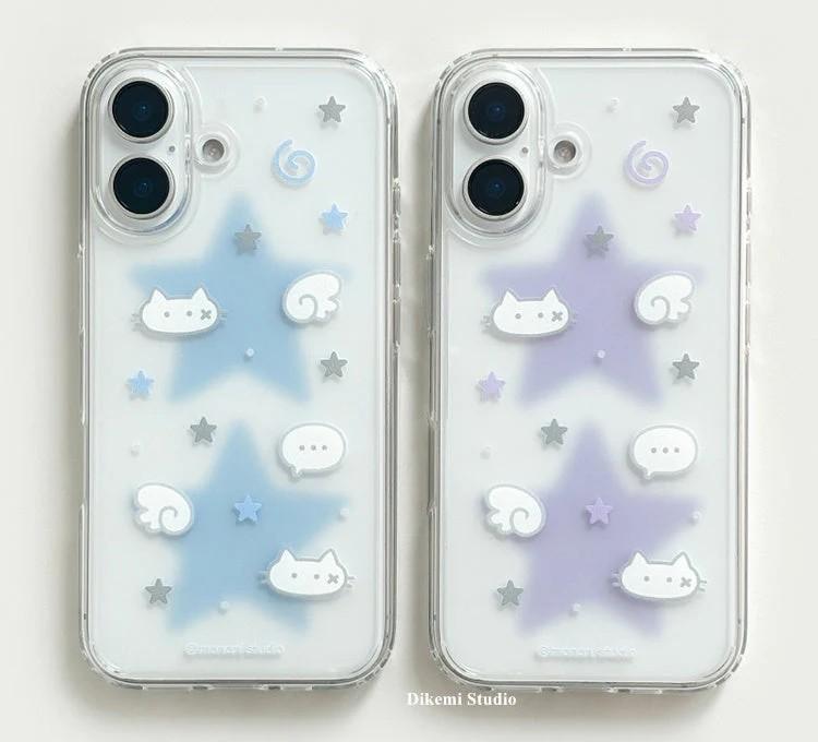 Clmj Korean ins Cat Wings Star Phone Case For Samsung Galaxy A37 A57 A16 A17 A36 A26 A56 A55 A35 A25 A15 A54 A24 A14 A13 4G 5G