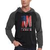 Men's Casual Hooded Drawstring Long Flag Print Sweatshirt With Pockets