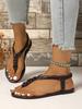 2025 summer new foreign trade large size woven women's shoes casual flat toe beach sandals slippers