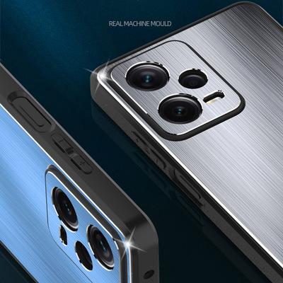 For Xiaomi Redmi Note 12 Pro+ 5G Phone Cover TPU Bumper Aluminium Alloy Back Brushed Phone Case