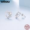 WOSTU 925 Sterling Silver 10MM Heart Cross Earrings Dainty AAA CZ Studs Minimalist Love Faith Jewelry for Women Girls BSE1310