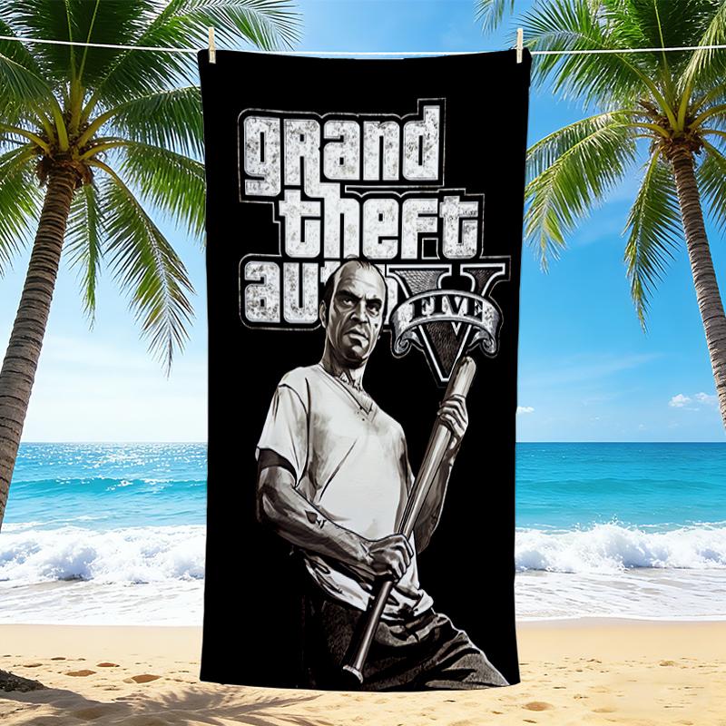 1Pc Gta V Urban Survival Beach Towel, Quick Dry, Multi-Use for Beach Pool Gym Yoga Home Travel, Christmas, Halloween, Xmas Gift M928800