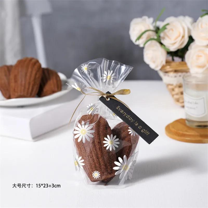 50-100 Pcs Clear Transparent Bread Bags Toast Cake Printed Snack Bread Coffee Shop Food Packaging Other