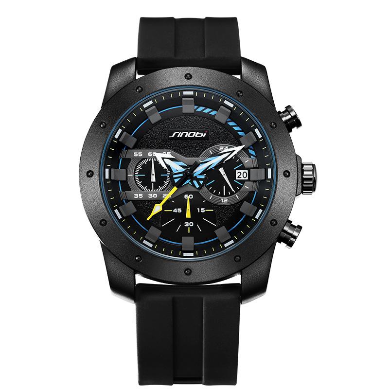 Men S Watch Silicone Strap Multifunctional Quartz Watch Fashion Student Watch Waterproof Men S Watch