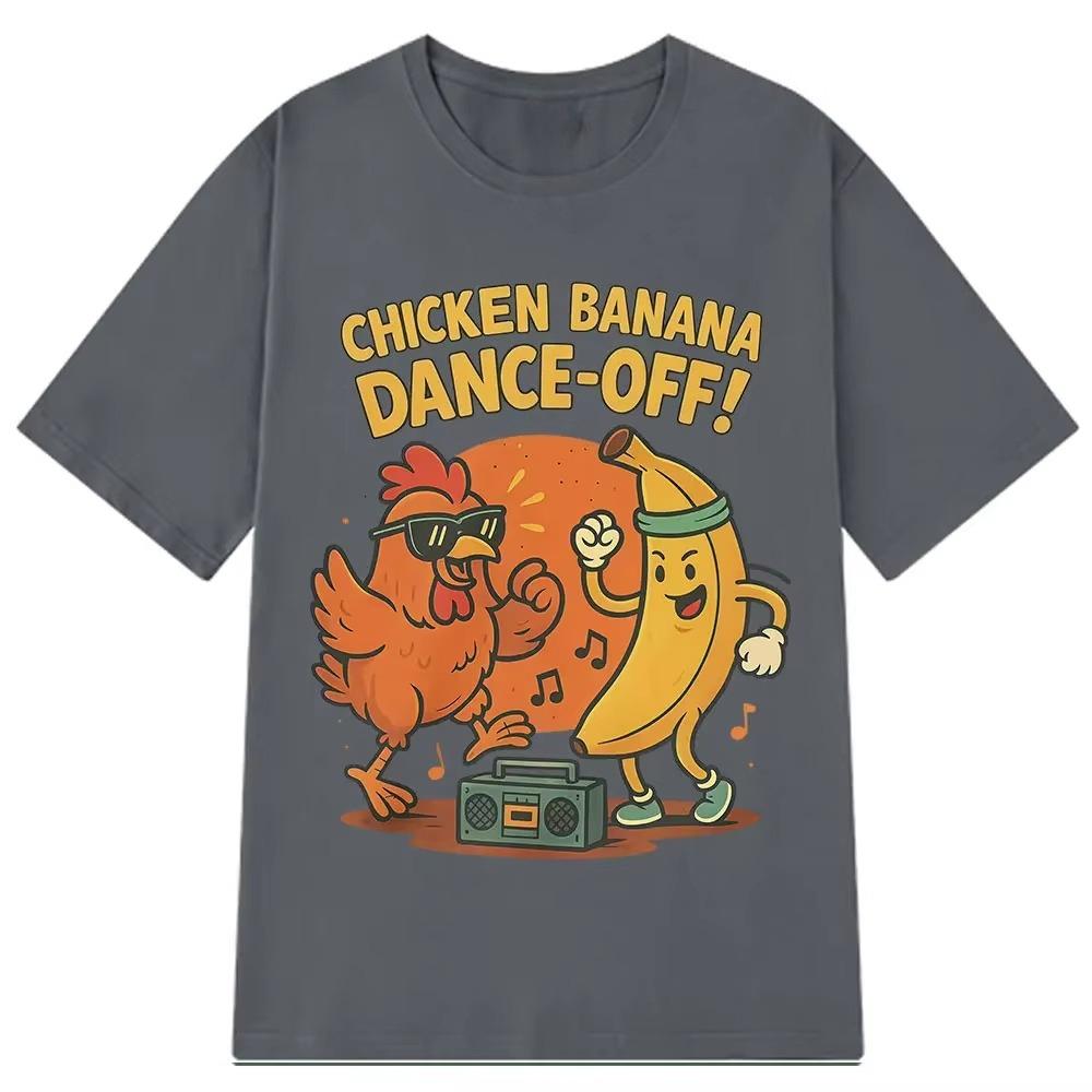 HOT SALE Fun Chicken Banana Dance Cut Stem T-shirt Summer Short Sleeve Harajuku Trend T-shirt Unisex T-shirt Street