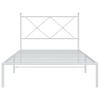 Vidaxl Metal Bed Frame with Headboard, White, 100X200 Cm