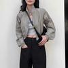 2026 Autumn Vintage Women's Windbreaker Cropped Jackets Harajuku Oversized Streetwear Long Sleeve Fashion Female Elegant Top