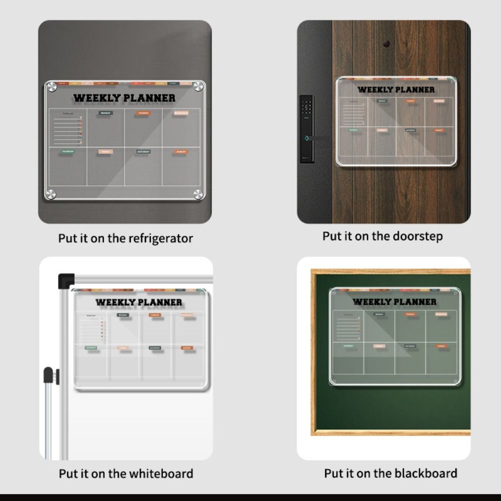 Refrigerator Magnet Magnetic Acrylic Weekly Planner Monthly Calendar Memo  Office/Home Use