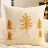 Embroidery Throw Pillow Cover Christmas Decoration Canvas Christmas Tree Forest Winter Farmhouse Home Sofa Living Room
