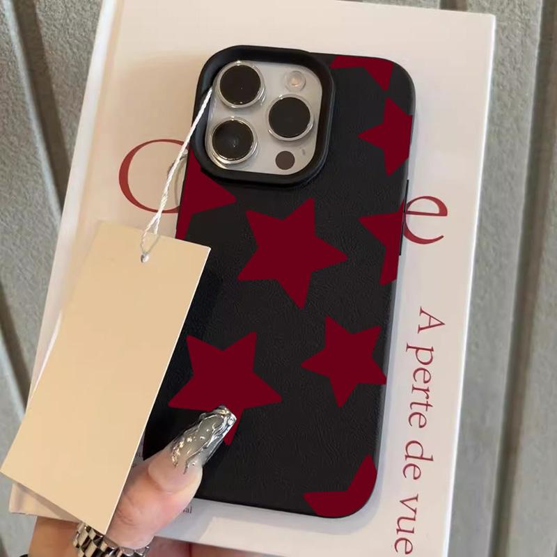 Fashion Red Star Pattern Phone Case For IPhone 17 16 15 14 Plus 13 12 11 Pro Max Case 16E 17Air Shockproof Soft Silicone Cover