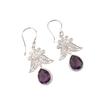 Amethyst Gemstone 925 Sterling Silver Handcrafted Jewelry Dangle Earrings 1.84" Gift For Women CE-23-6
