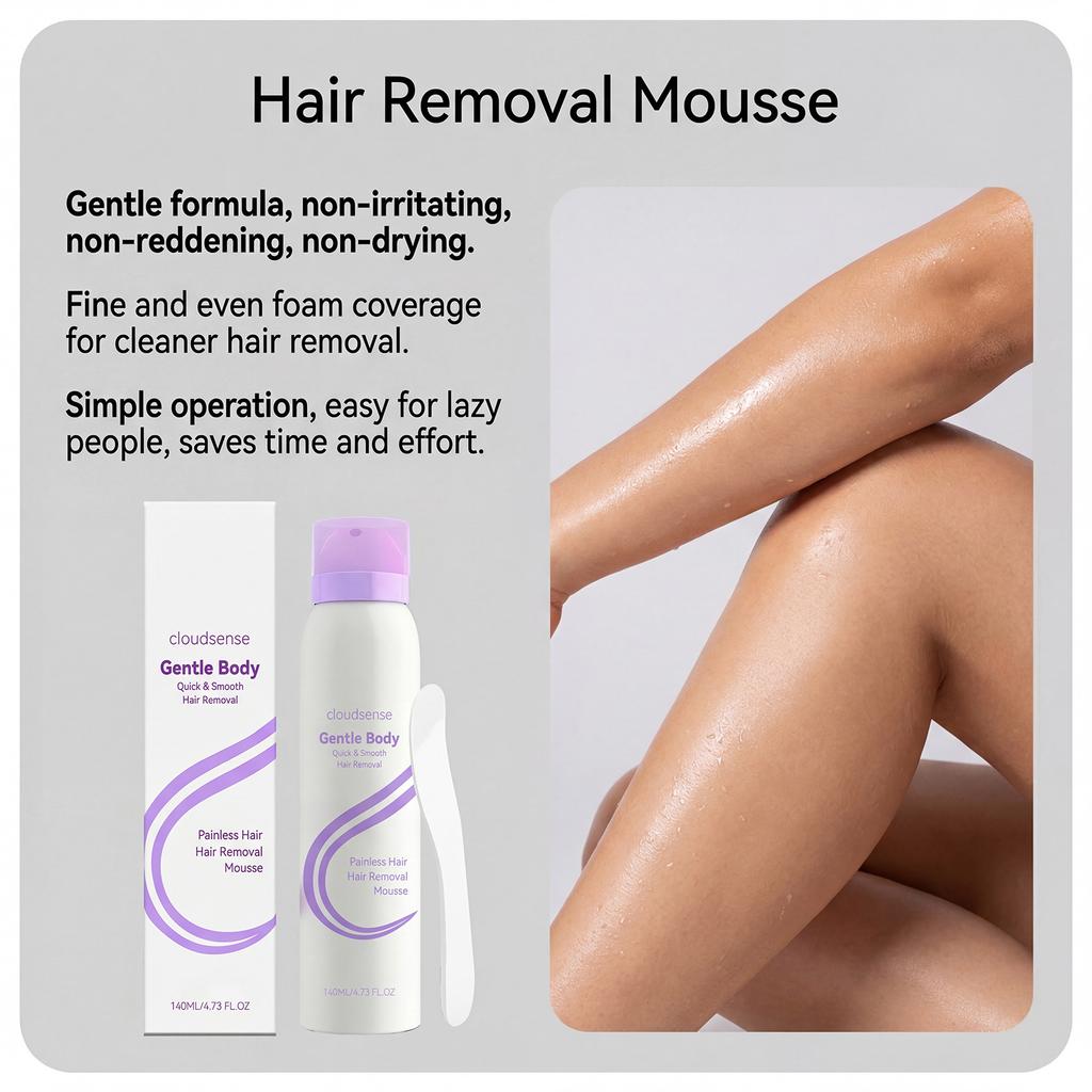 Mousse Removedor de Pelos Corporais Suave Cloudsense 140ml Remoção Rápida Suave Indolor Adequado para Uso no Corpo com Ferramenta Aplicadora
