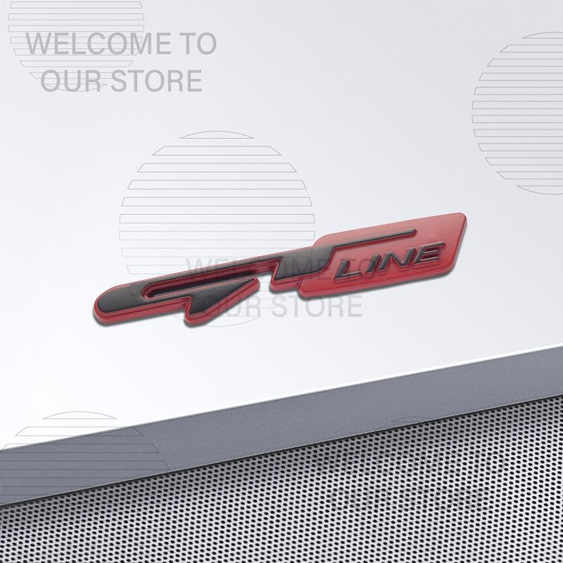 Car Decor Metal GT Line Lettering Front Grille Emblem 3D Sticker For Kia Kona Stonic Sorento Optima K5 Morning Rear Trunk Decals