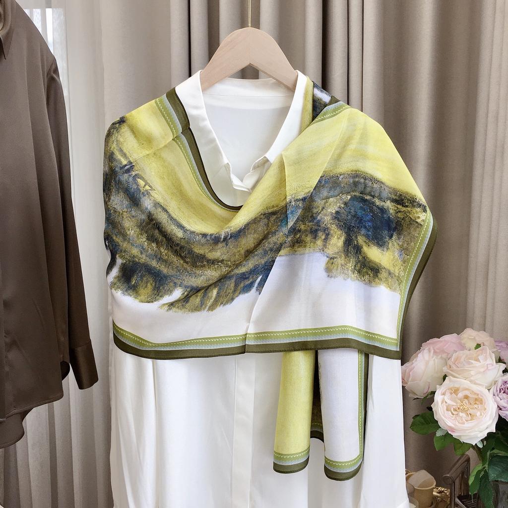 Light Luxury Astrolabe Silk Silk Scarf Spring And Autumn Medium And Long Bow Mulberry Silk Streamer Holiday Gift