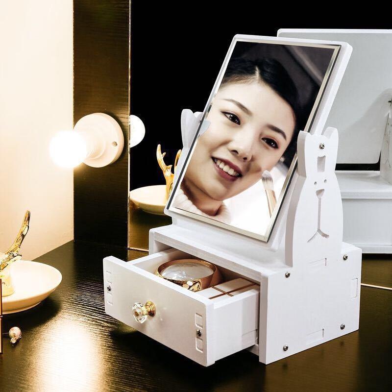 

Bunny Desktop Makeup Mirror with Organizer Drawer