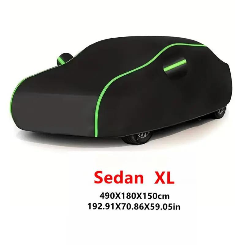 Plně vodotěsný kryt na auto pro venkovní použití, odolný proti všem povětrnostním vlivům, s UV ochranou, kryt na auto sedan, plné krytí, 210D, černý, univerzální ochranný kryt XL:490X180X150CM