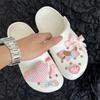 Pink Grid, Heart-shaped Hole Shoe Buckle, Cartoon, DIY Accessory, Cute Bow, Detachable Shoe Flower, Decorative Accessories