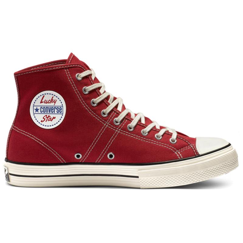 Converse Lucky Star High Top Classic Versatile High Top Canvas Shoes Unisex Red and White
