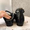 Inner Increase Women's Shoes Spring New Round Head Shallow Mouth Metal Buckle A Word with Light Single Shoes