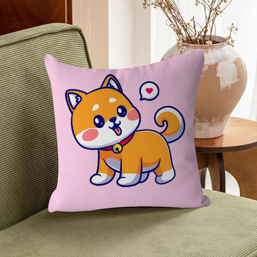 Dog Cartoon Illustration Cute Pillow Cover Sofa Cushion Cover Home Room Decoration Children Gift