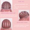 LISI HAIR 24“Long Sakura Pink Wig With Bangs Water Wavy Wig Synthetic Fiber Wig Women's Long Wig Natural Wigs Cosplay/Daily/Party Wig