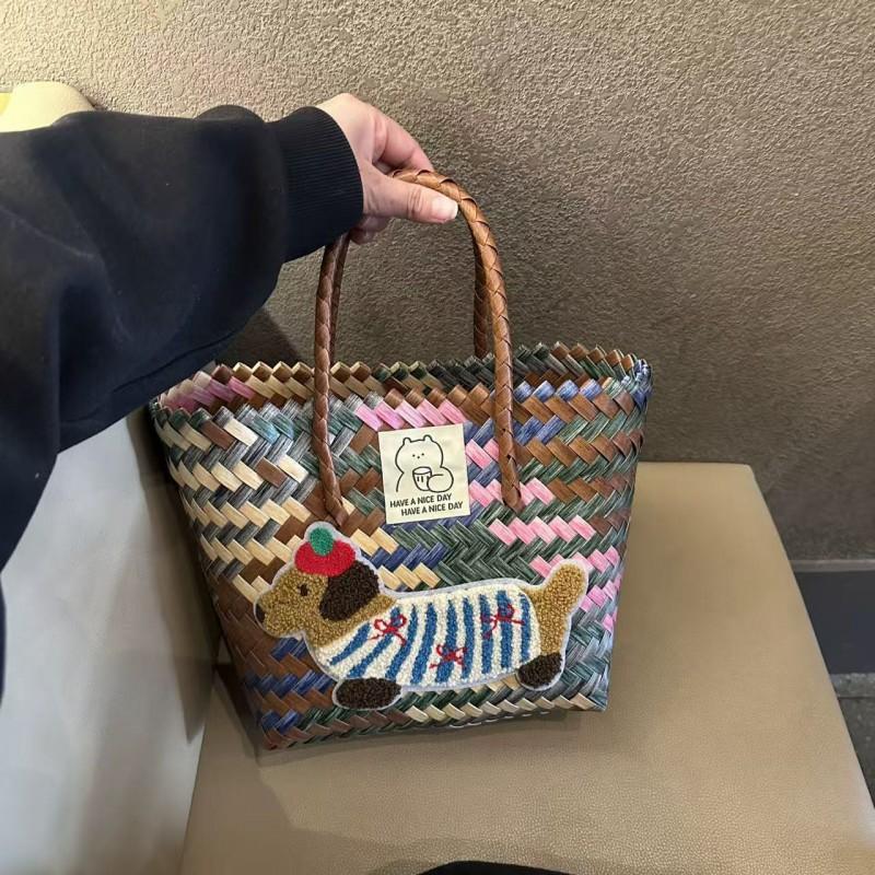

Cartoon Rattan Woven Vegetable Basket Portable Single Shoulder Gift Bamboo Bag Hand Package