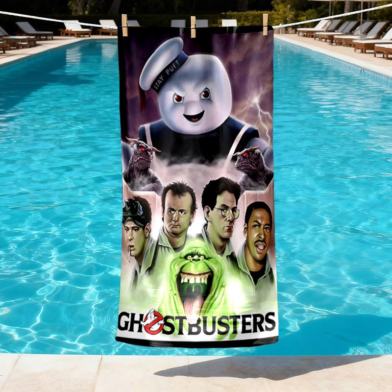 Ghostbusters Print Beach Towel Design, Soft, Lightweight. for Home Bathroom, Spa, Pool, Yoga, Surfing, Camping, Gift for Family, Friend