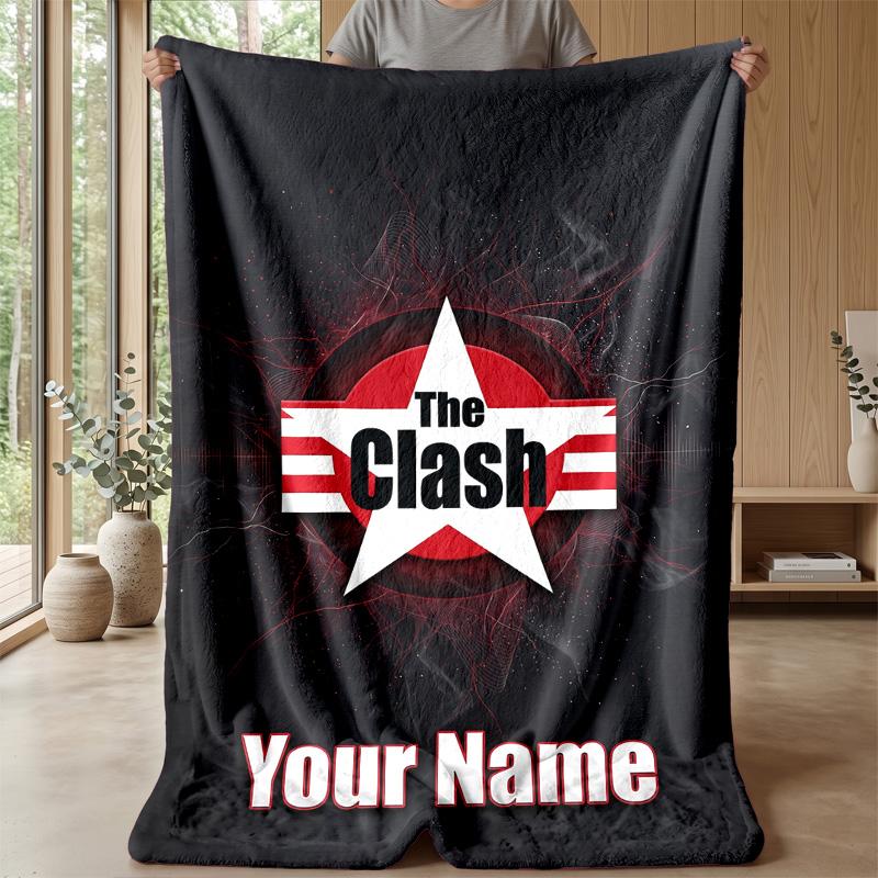 The Clash Custom Flannel Throw Blanket Print Your Name Text Soft Warm Blanket Holiday Present