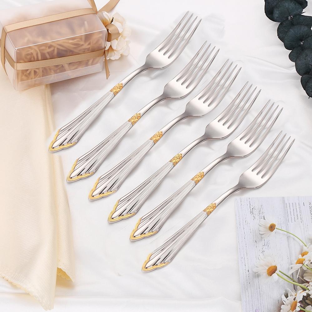 2/3/4/5/6 Pieces Luxury Gold Plated Stainless Steel 304 Dinner Fork Set Table Forks Mirror Polished Dishwasher Safe For Home