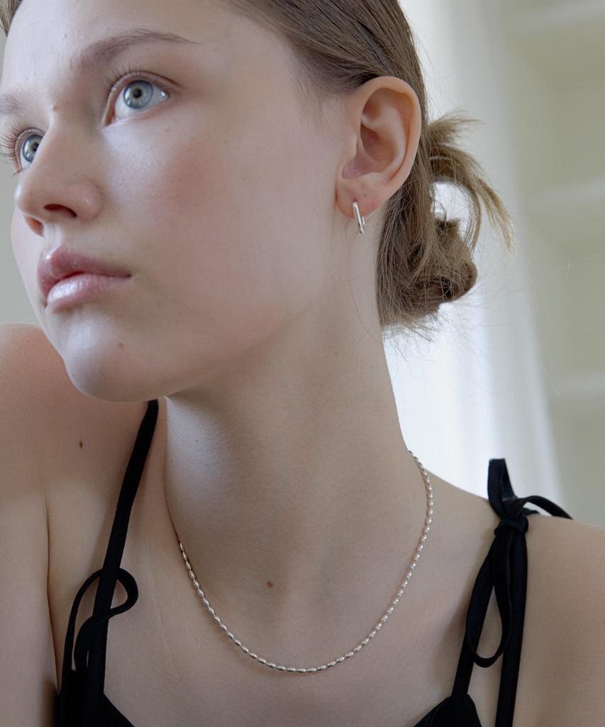 Alleun Silver 925 Rice Grain Glow Silver Ball Chain Necklace