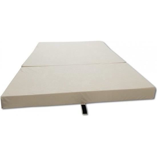 Matelas pliable - Camping - 80 x 200 x 10 cm - Crème - Confort moyen - 1 place
