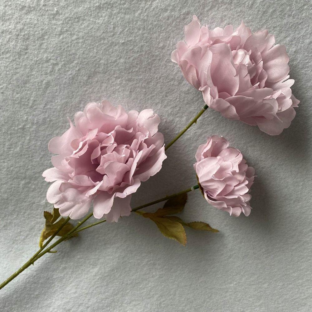 Multicolor Peony Artificial Flower 3 Heads Leaves Lifelike Flowers Floral Arrangement Silk Petals Faux Flower Peony