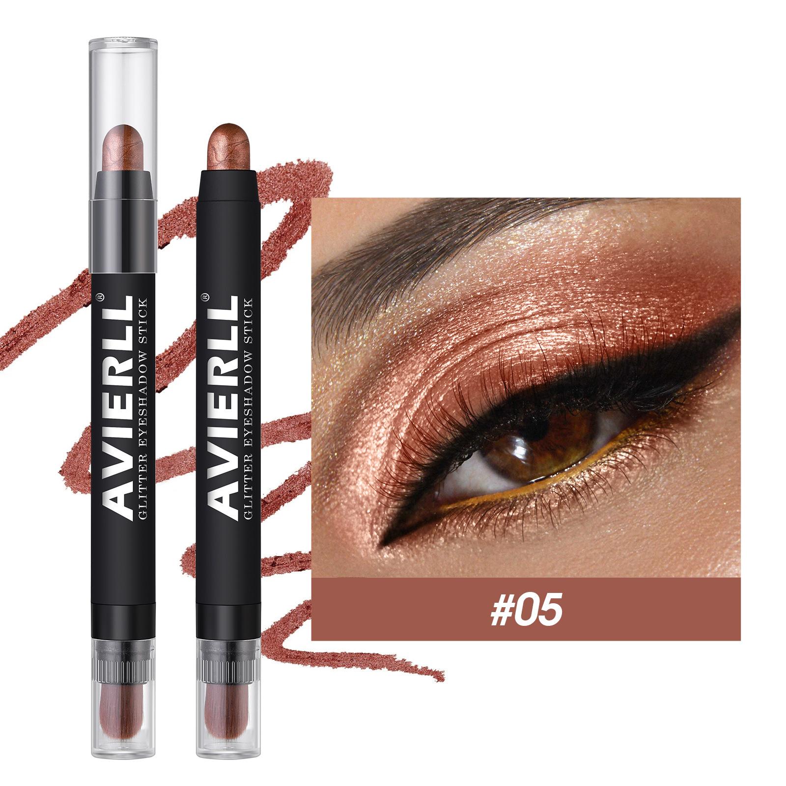 

Тени для век цвета шампанского и коричневого цвета с мерцающим металлическим финишем, водостойкие и стойкие универсальные кремовые карандаши для глаз для создания сияющих акцентов и подводки 5#