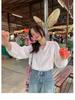 Petite Chic French Lace-up Collar Shirt for Women – White Blouse for Spring/Autumn