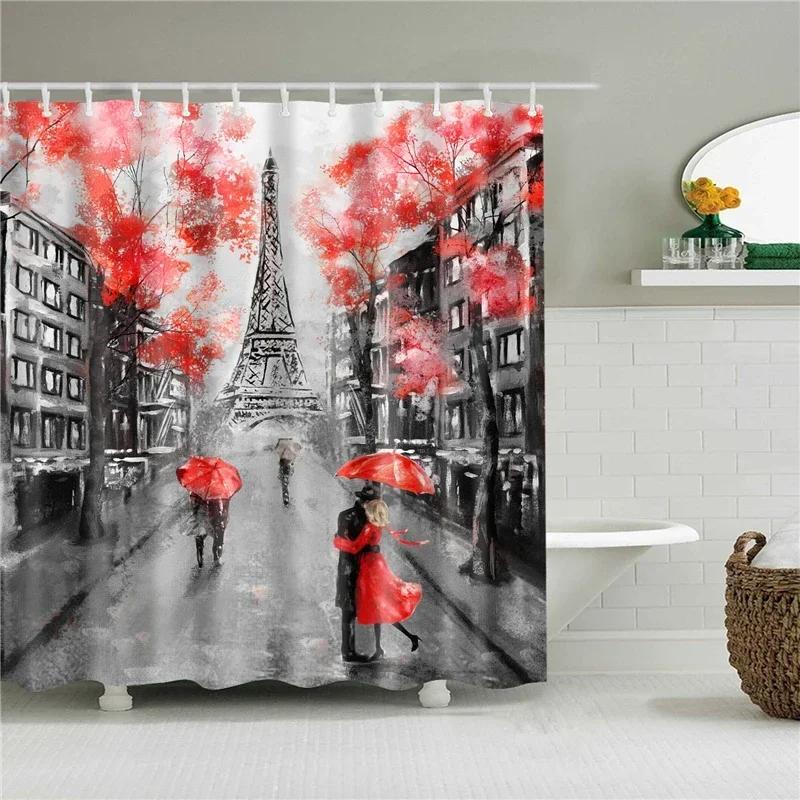 Waterproof Bathroom Shower Curtain New York Woman Street View Polyester Bathroom Curtain Printing Shower Curtains Bath Screen
