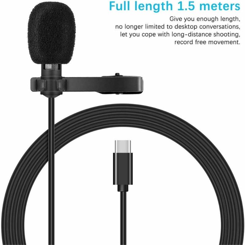 1 Set Omnidirectional Type C Lapel Microphone for Desktop and Notebook Gaming Video Recording and Meetings Lavalier Mic
