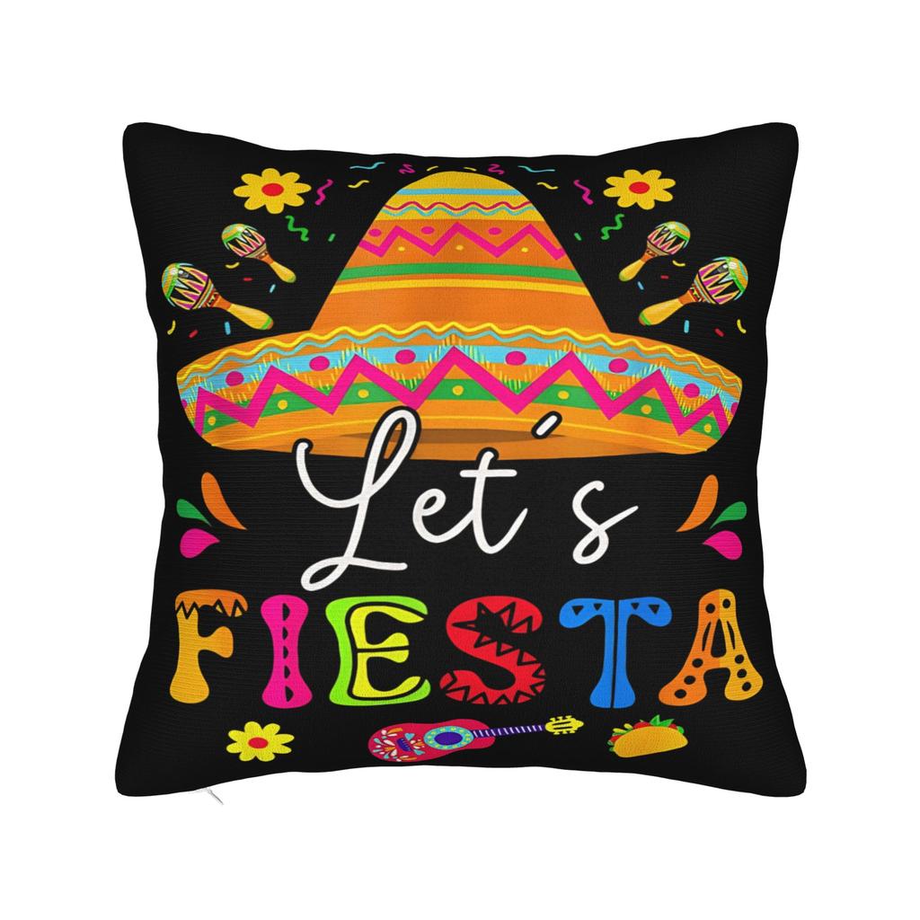 Let's Fiesta Cinco De Mayo  Pillow Covers Merchandise Printed Cushion Cover Decoration  Pillow Case Cover Home Multi Size