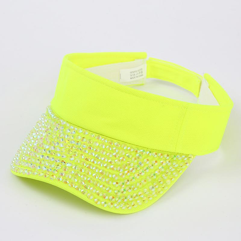 New Summer Empty Top Visor Cap for Women Rhinestone Belt UV Protection Running Sports Sun Visor Hat
