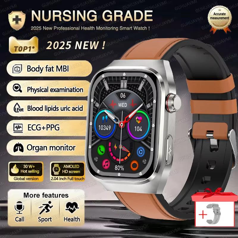 2025 New Blood Lipid Uric Acid Treatment Smart Watch Men ECG+PPG Heart Rate Sports HD Call Health Track for Samsung Smartwatch